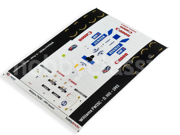 Pre-Cut Stickers - Williams FW15C - 1993 World Champion